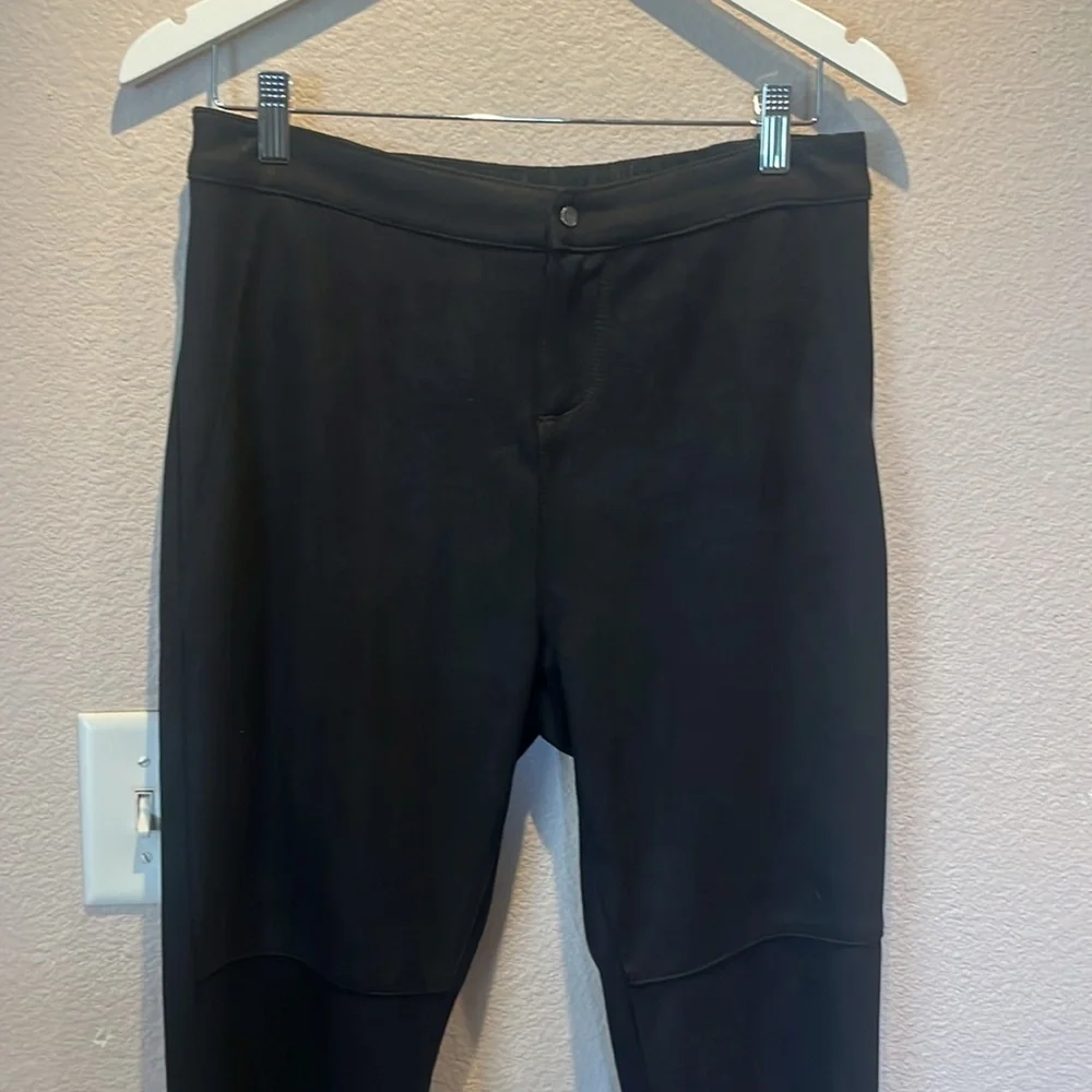 Soft Surroundings Urban Noir Leggings Womens M Faux Suede Pants Black Textured